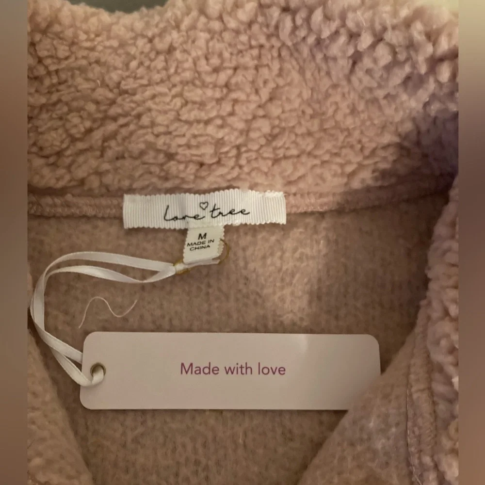 NWT Love Tree pink cropped fleece 1/4 zip, women’s size medium, very soft - Picture 4 of 8